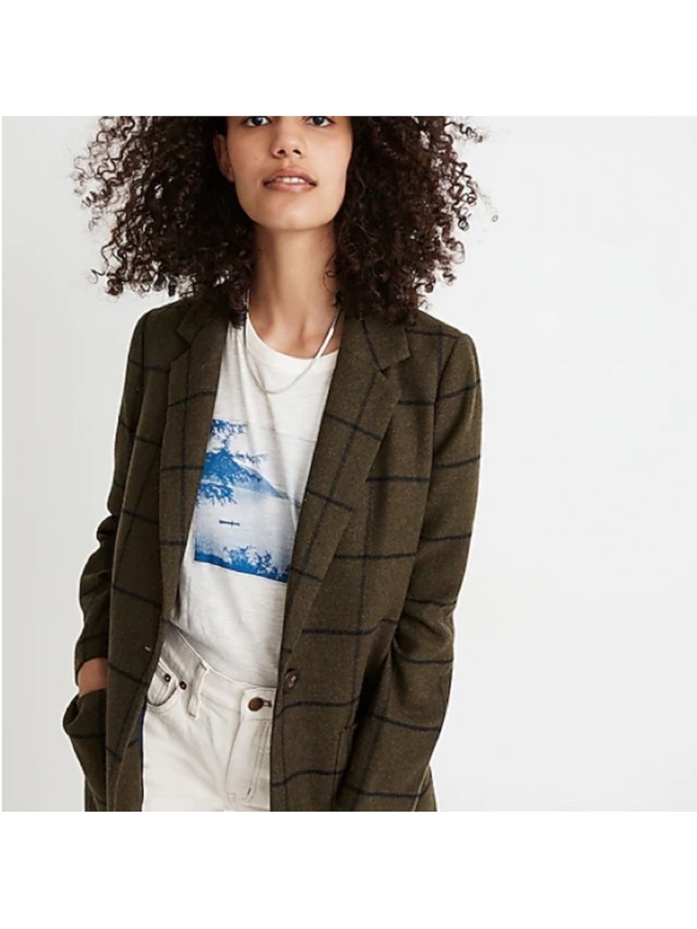 Madewell Larson Windowpane Oversized Blazer Size Large